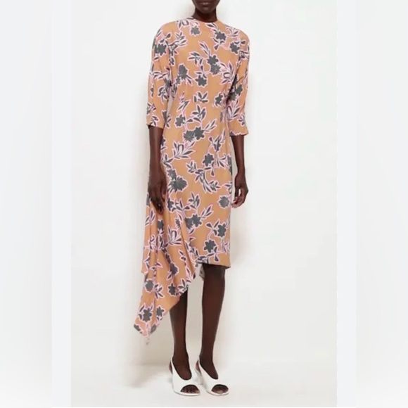 St. John Dresses & Skirts - St. John collection Handkerchief Hem Silk Blend  Dress Camel Pink Gray 12 $1,195